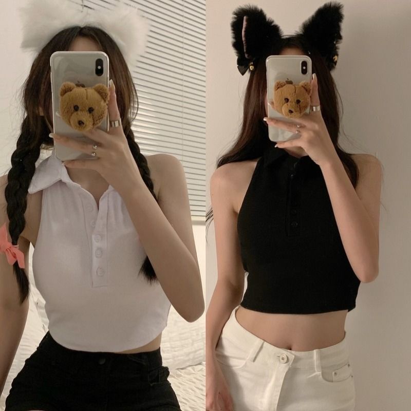 Áo cổ Polo màu sắc trơn quyến rũ cho nữ COZOK