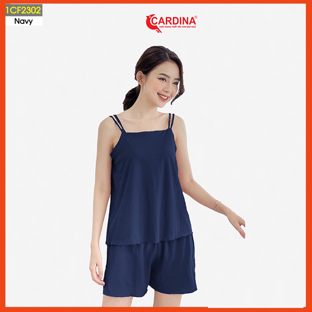 Đồ bộ nữ CARDINA chất cotton Nhật cao cấp quần đùi áo hai dây mềm mại mang đến vẻ đẹp nữ tính cho phái đẹp 1CF23.