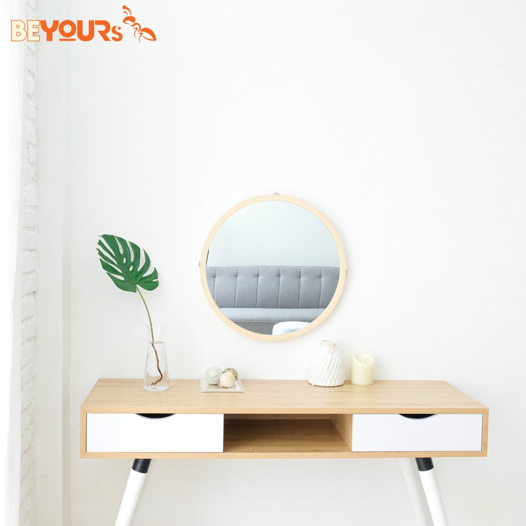 Gương Tròn Soi Treo Tường BEYOURs Khung Gỗ Decor Mia-Circle-Mirror Trang Điểm Đẹp