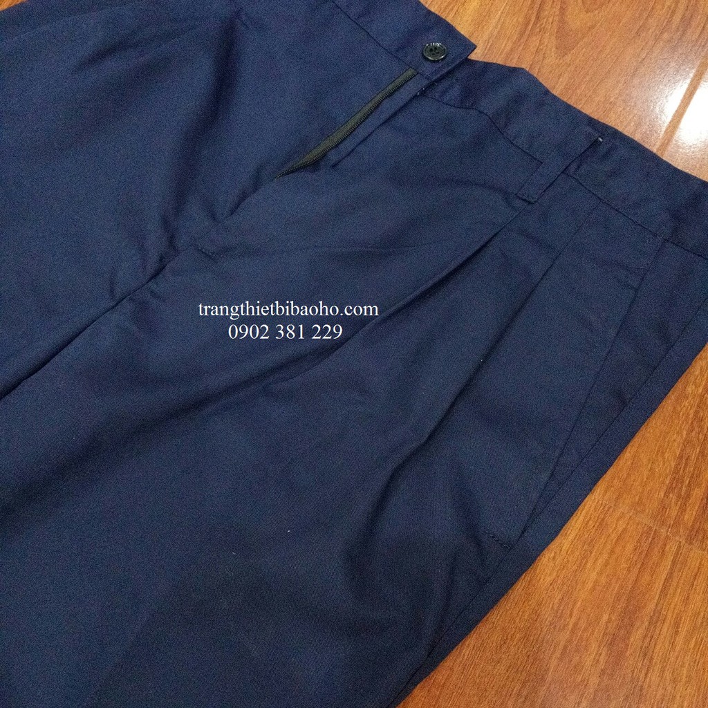 Quần áo bảo hộ, quần áo công nhân vải kaki 65/35 - màu xanh đen