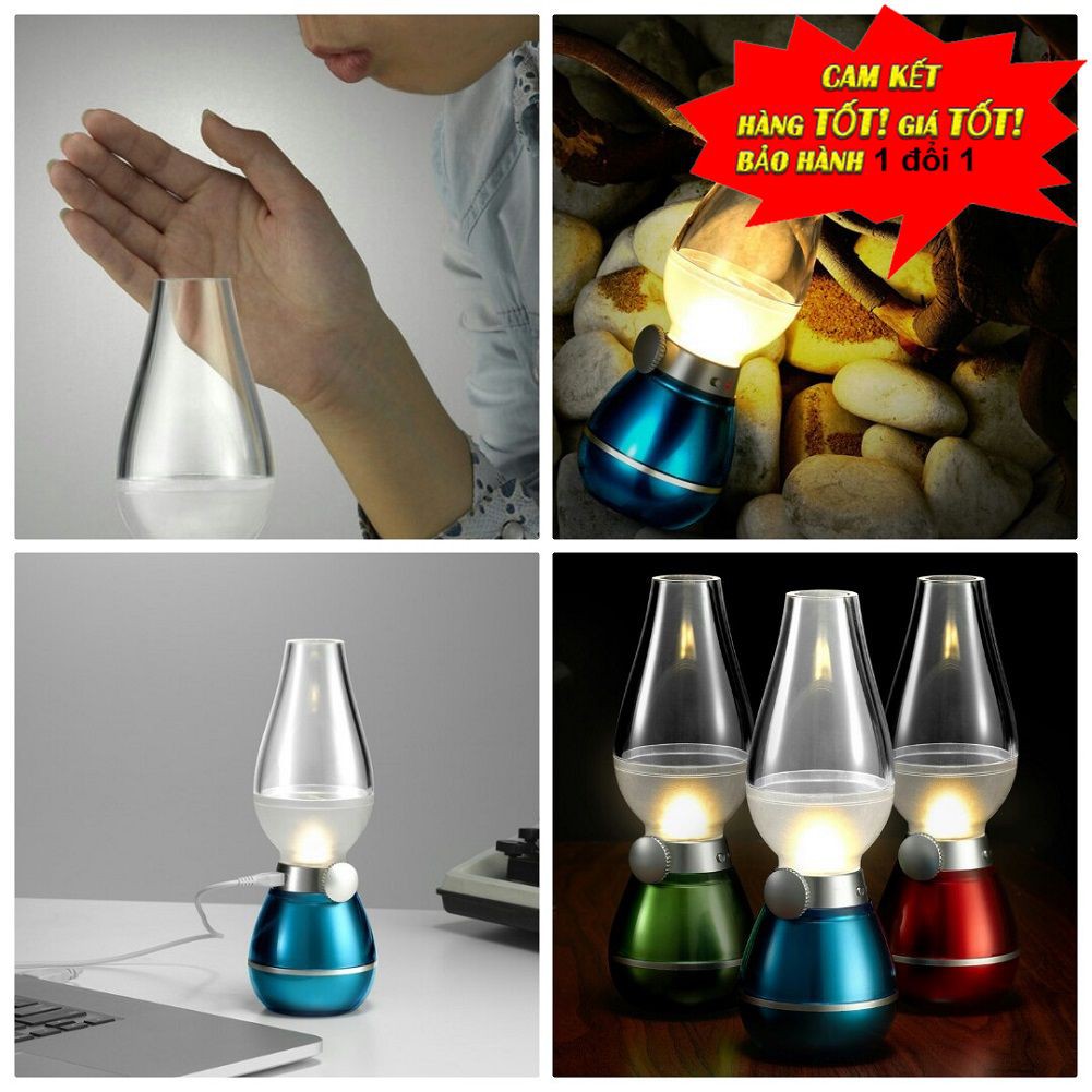 Đèn dầu điện cảm ứng đèn thần cảm ứng đèn thờ cúng điện tử LED thổi tắt mở loại xịn