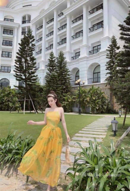 Đầm vàng maxi