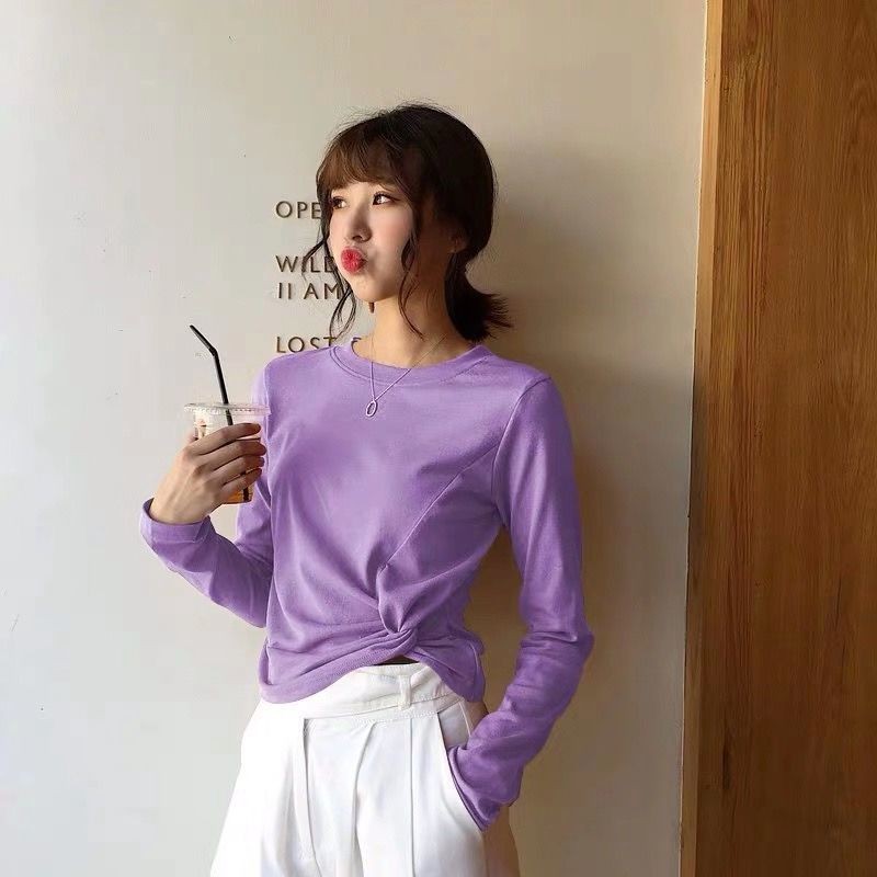 Áo Thun Lửng Tay Dài Ôm Dáng Thời Trang Cho Nữ