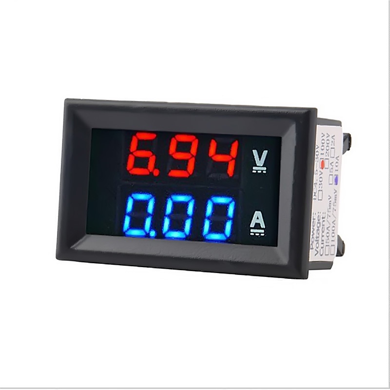 New DC 100V 10A Vôn Kế Ampe Kế Blue Red LED Amp Kép Kỹ Thuật Số Volt Meter Đo *