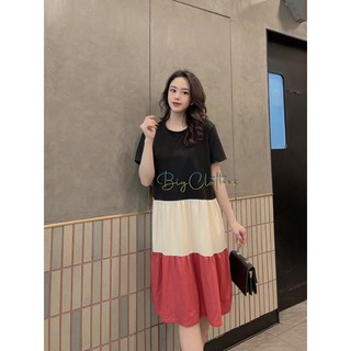 Đầm váy bigsize chất cotton dáng babydoll thiết kế chia khoảng 3 màu thời thượng sang chảnh từ 45kg đến 75kg