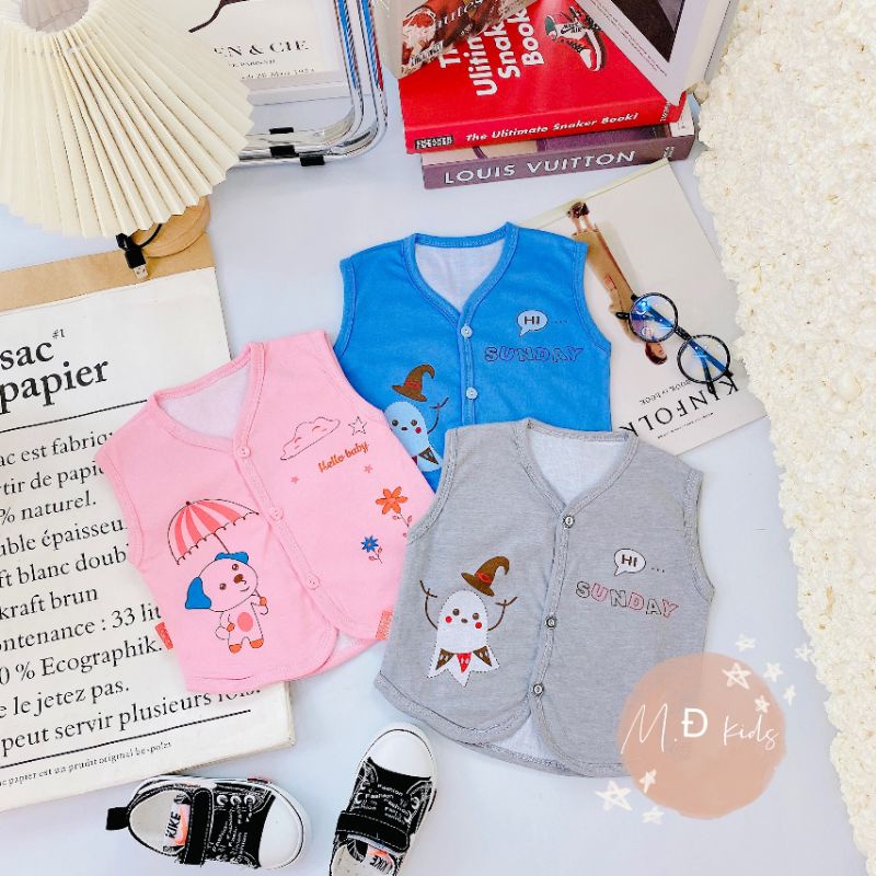 Áo Gile Sơ Sinh Vải Cotton 2 Lớp Cho Bé 3-10kg, GLM