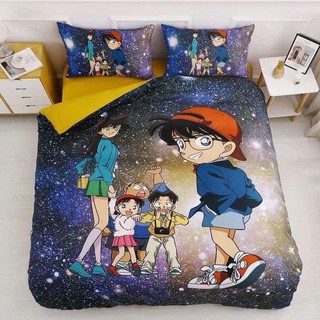 Bộ Chăn Ga Gối Cotton Hoạt Hình 3D Conan