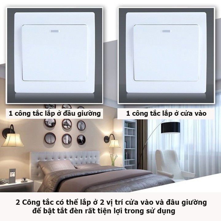 Bộ mặt công tắc điều khiển từ xa không dây dán tường rf 1 cổng 2 công tắc