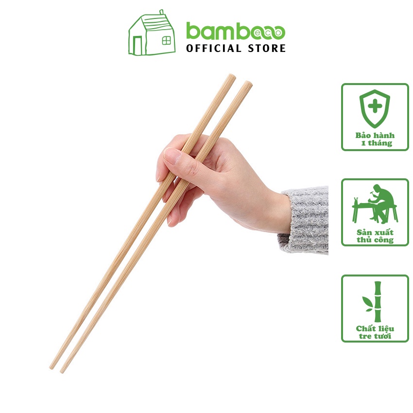 Đũa ăn dài tre đa năng kháng khuẩn BAMBOOO ECO chuyên xào nấu an toàn vệ sinh, sử dụng cho gia đình, nhà hàng, khách sạn