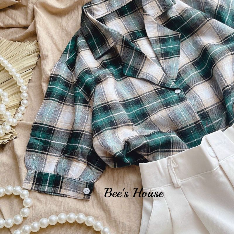 SET SƠ MI CARO + SHORT TRẮNG