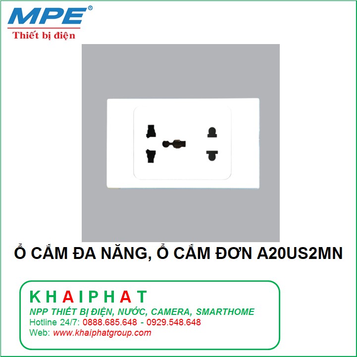 MPE A20US2MN Ổ CẮM ĐA NĂNG, Ổ CẮM ĐƠN 16A CHÍNH HÃNG, GIÁ RẺ - KHẢI PHÁT ELECTRIC