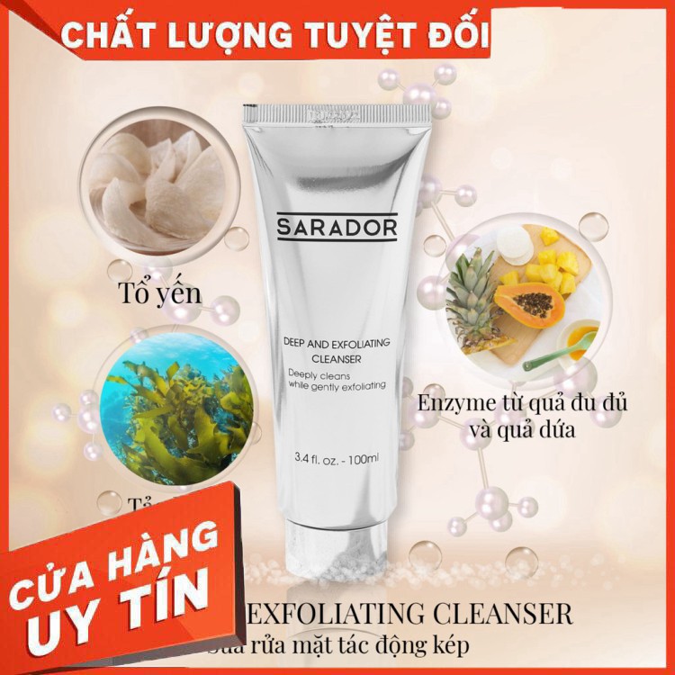 Sữa Rửa Mặt Sarador Tác Động Kép -Tẩy Da Chết , Ngăn Ngừa Mụn