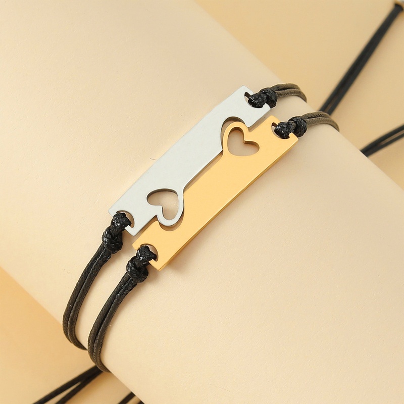 Set 2 Vòng Tay Bện Dây Mặt Trái Tim Thời Trang Cho Cặp Đôi