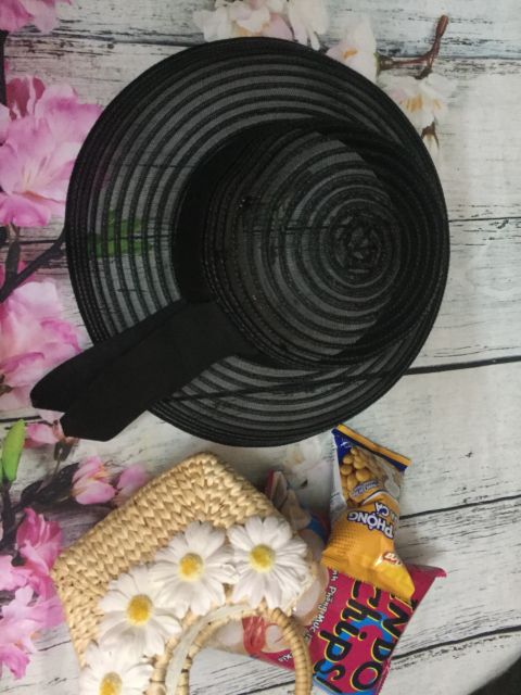 Mũ cói đi biển chuông lưới vành cụp đai đior siêu hot