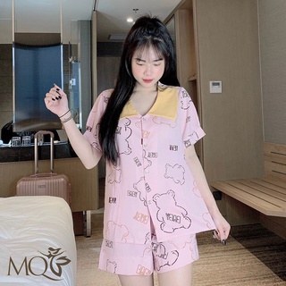 Đồ bộ pijama mặc nhà lụa mango cộc đùi dễ thương
