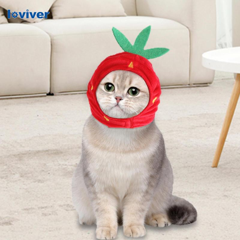 Mũ trùm đầu hình quả dâu dễ thương cho thú cưng