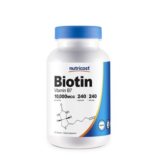 Nutricost Biotin (Vitamin B7) 10,000mcg, 240vien hỗ trợ mọc tóc