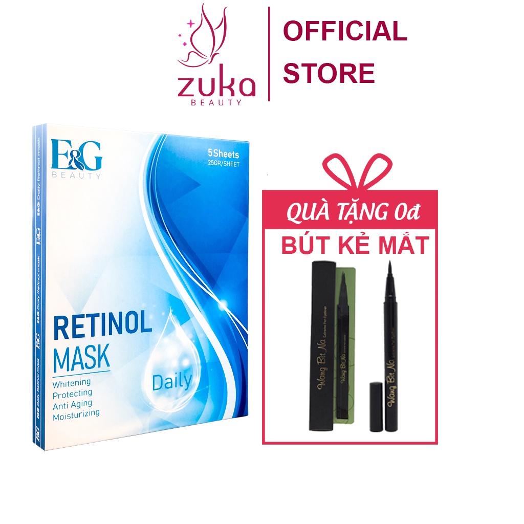 Mặt nạ Retinol Daily Mask E&amp;G Beauty Hàn Quốc hộp 5 miếng Zuka Beauty dưỡng ẩm chuyên sâu, dưỡng trắng tự nhiên