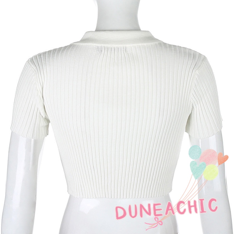 DUNEA Áo polo Ngắn Tay Màu Trơn Thời Trang Dành Cho Nữ