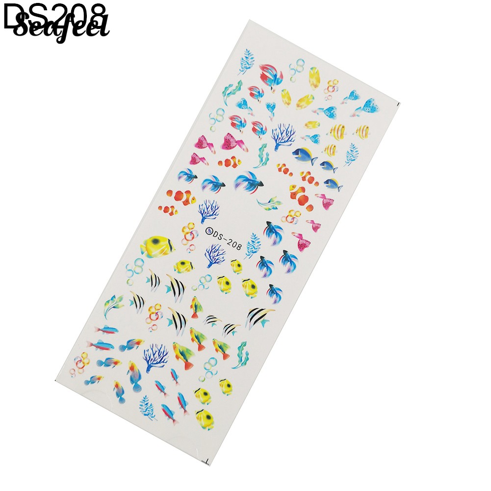 SF Waterproof Fish Shell  Starfish Nail Sticker Full Cover Wrap DIY Adhesive