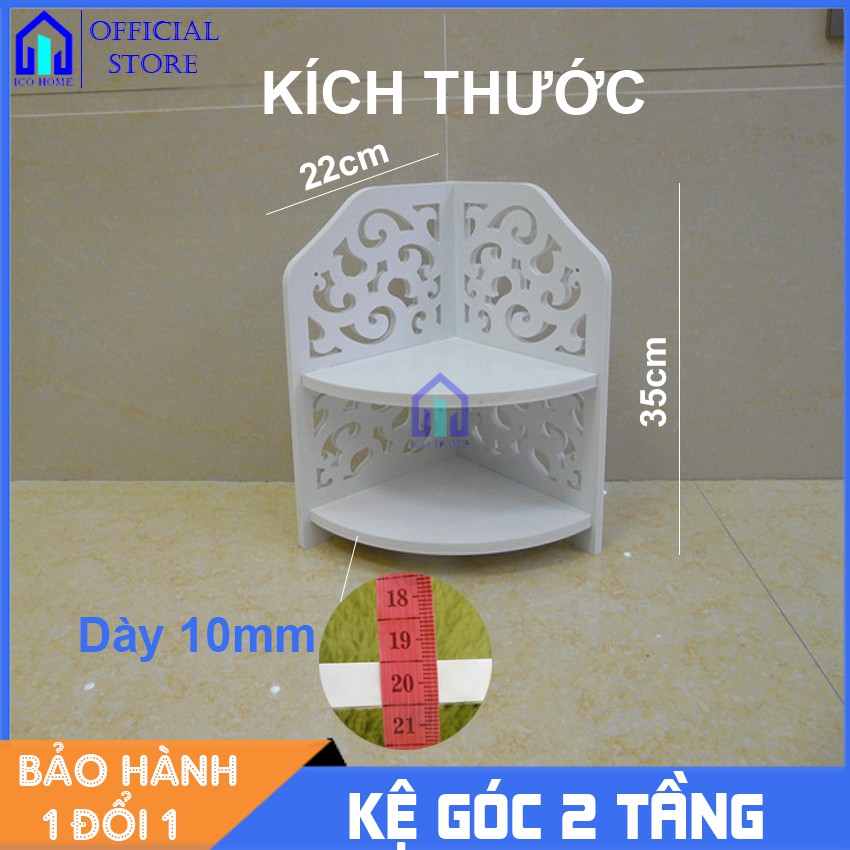 Kệ góc tường 2 tầng bằng gỗ đẹp phù hợp phòng khách nhà tắm, có 2 mẫu - Ico Home