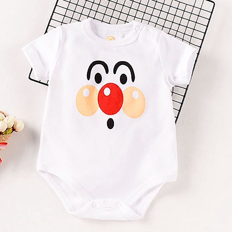 Bộ Áo Liền Quần Cotton Ngắn Tay In Họa Tiết Hoạt Hình Cho Bé