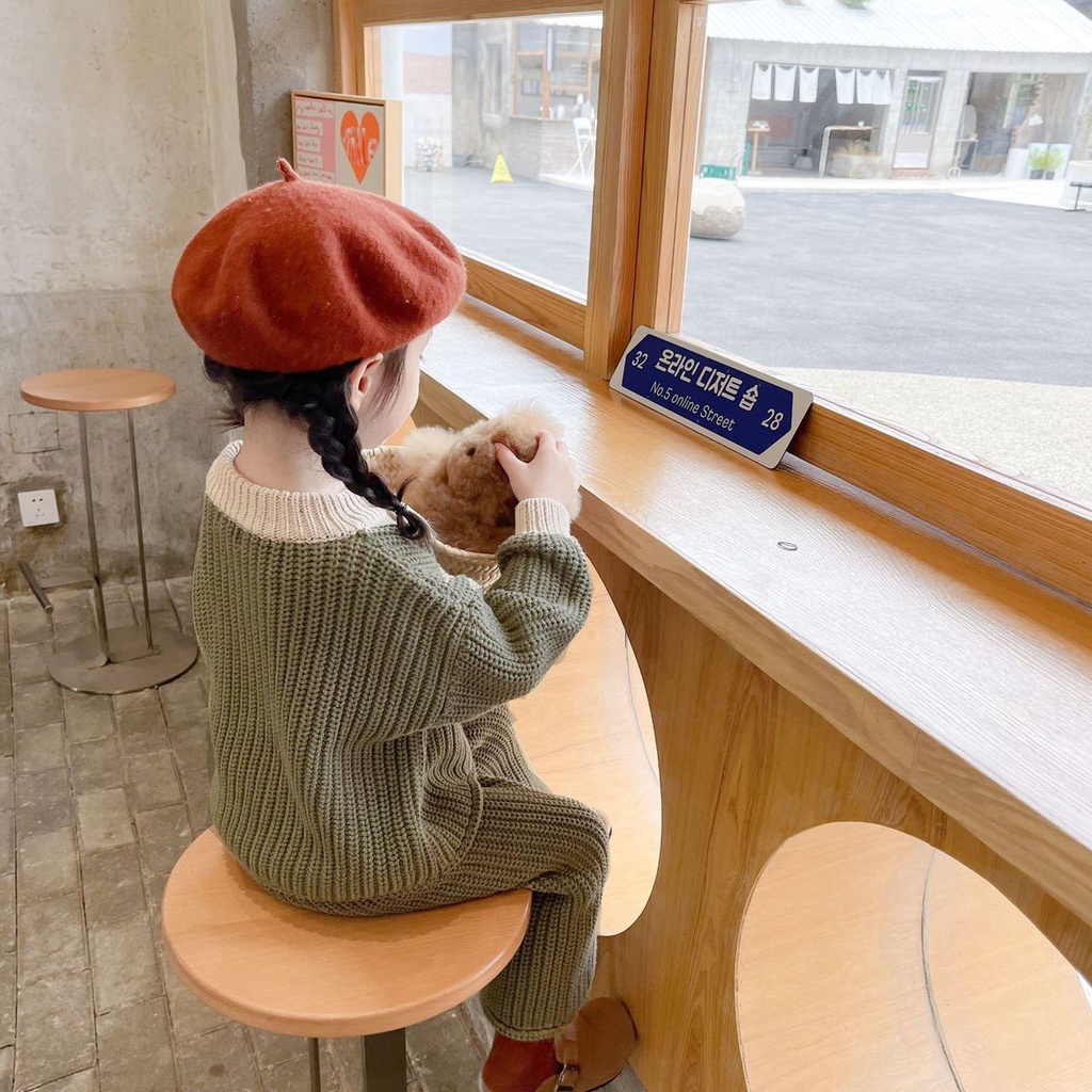 Bộ Áo Sweater Dệt Kim + Quần Ống Rộng Phong Cách Mori Hàn Quốc Thời Trang Mùa Thu 2022 Mới Cho Bé Gái