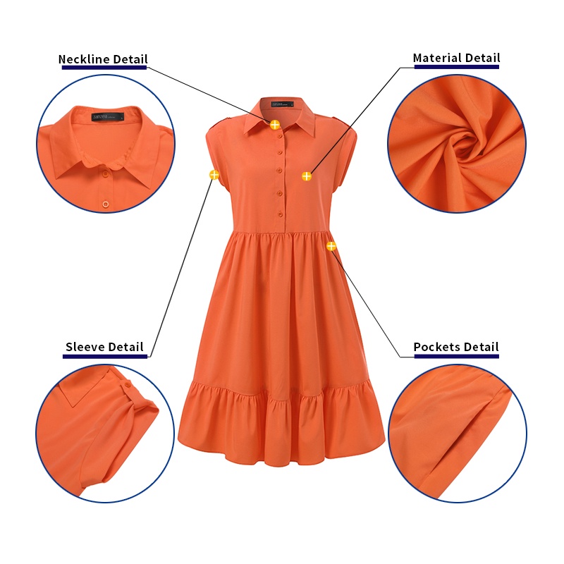 Đầm Zanzea dáng chữ A ngắn tay cổ bẻ phong cách châu Âu quyến rũ dành cho nữ