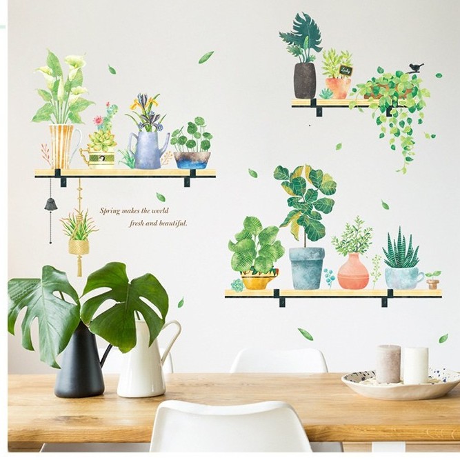 ️🎊️🎊Tranh decal dán tường KỆ CÂY NHIỀU LOẠI siêu đáng yêu - Decal dán tường phòng khách️🎊️🎊