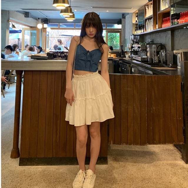 Chân Váy Xòe 2 Tầng 🦋 Váy Ngắn Nữ Chất Đũi Kèm Lót 2 Màu 🦋