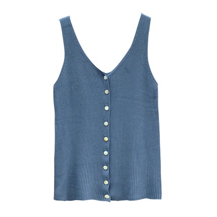 SUXI Áo Dệt Kim Hai Dây Cổ Chữ V Màu Sắc Vintage Dễ Phối Đồ Thời Trang Cho Nữ