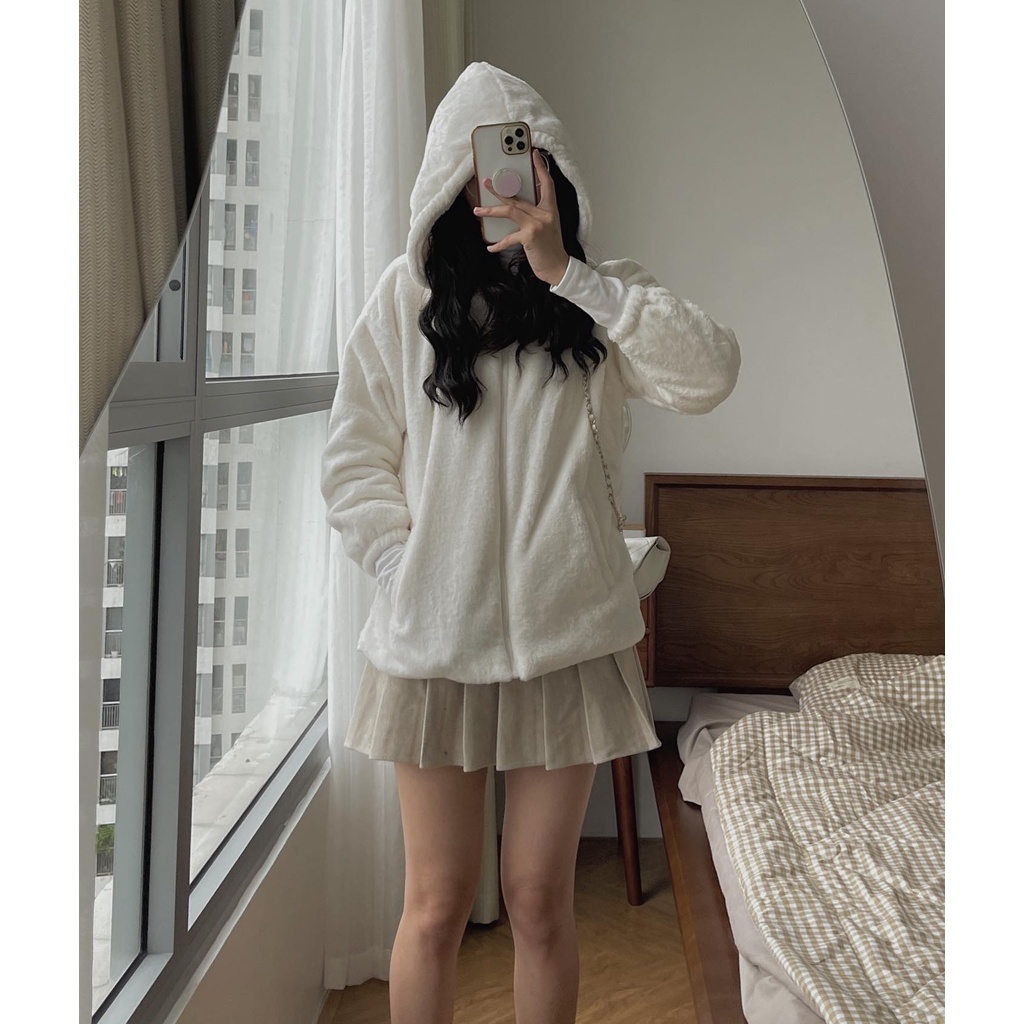 Khoác lông kèm mũ Audrey 7228 | BigBuy360 - bigbuy360.vn