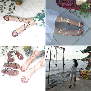 [Mã FATHANG5 giảm 10K đơn 50K] Dép Sandal Cột Dây Chiến Binh Ngang Cổ Chân