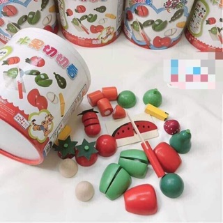 Bộ cắt hoa quả bằng gỗ cho bé