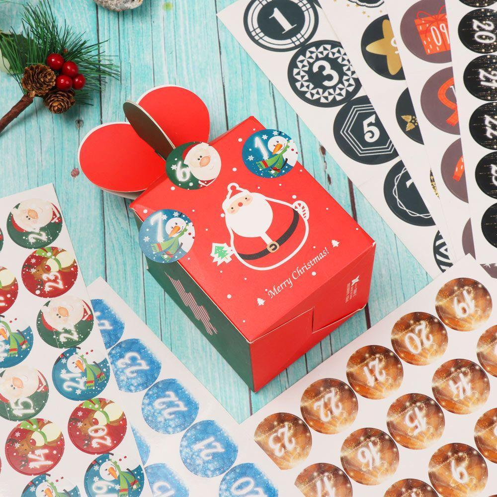 PISTA Lịch Dán Trang Trí Gói Bánh Quy / Kẹo Tự Dính In Chữ Merry Christmas