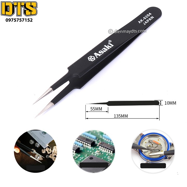 Nhíp gắp linh kiện tĩnh điện chống tĩnh điện mũi nhọn Asaki AK-9204 giocongcu