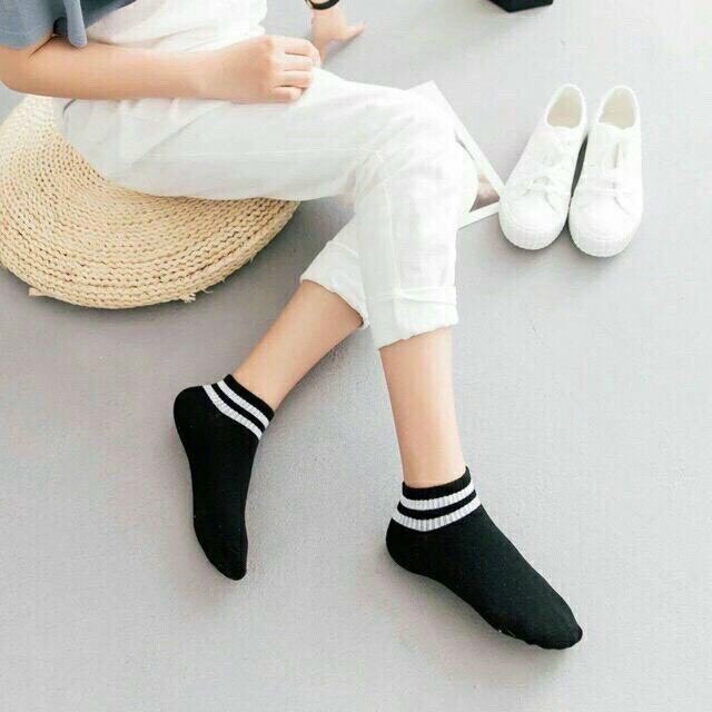 Combo [ 5 Đôi ] Vớ Nữ Cổ Trung Vải Cotton Cao Cấp , Vớ Hoạ Tiết Sọc Phong Cách Hàn