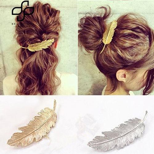 Kẹp tóc hợp kim hình chiếc lá dễ thương