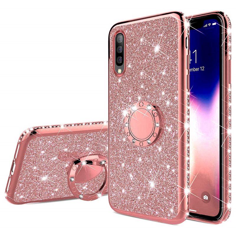 Ốp điện thoại đính đá lấp lánh kèm nhẫn đỡ dành cho Samsung Galaxy M10 M20 M30 A10 A2