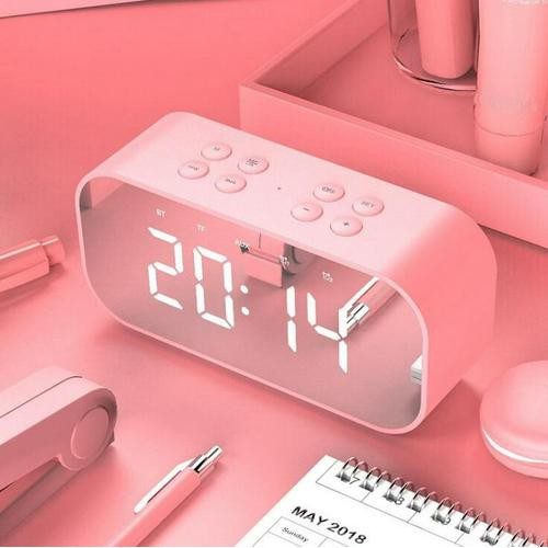Loa Bluetooth tráng gương kèm chức năng đồng hồ báo thức sáng tạo kèm phụ kiện