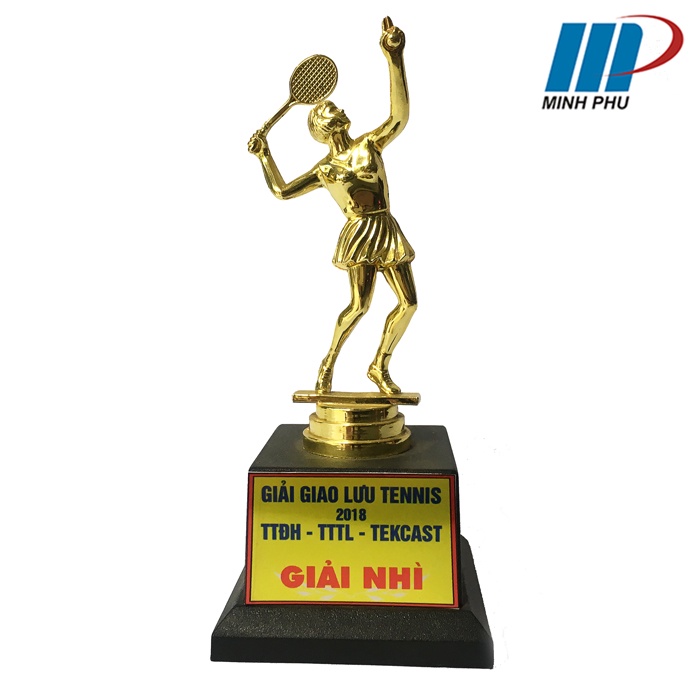 Cup tennis đơn nữ kích thước 18cm ✨Chất liệu hợp kim mạ vàng sáng bóng
