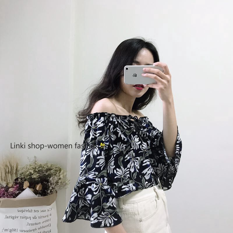 Ready Stock ✮ Linki floral print trumpet sleeves chiffon top fashion blouse casual women clothing 11016 | BigBuy360 - bigbuy360.vn