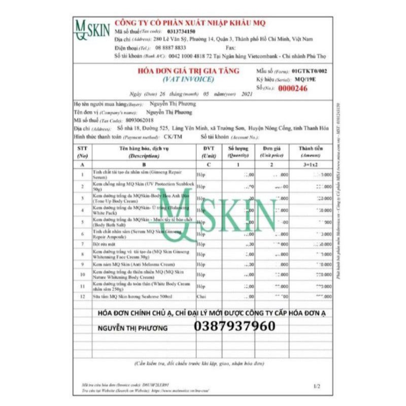 Bột Rữa Mặt Mq Skin Chính Hãng