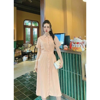Váy sơ mi lụa kèm đai