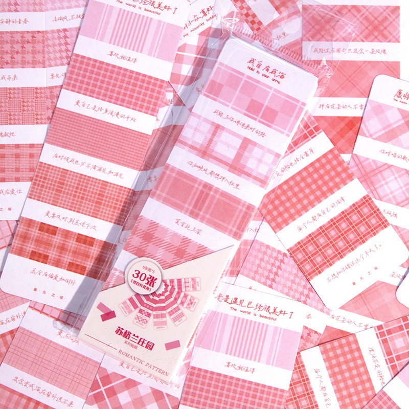 Bộ 30 Tờ Sticker Dán Trang Trí Nhiều Màu Sắc Họa Tiết Kẻ Sọc