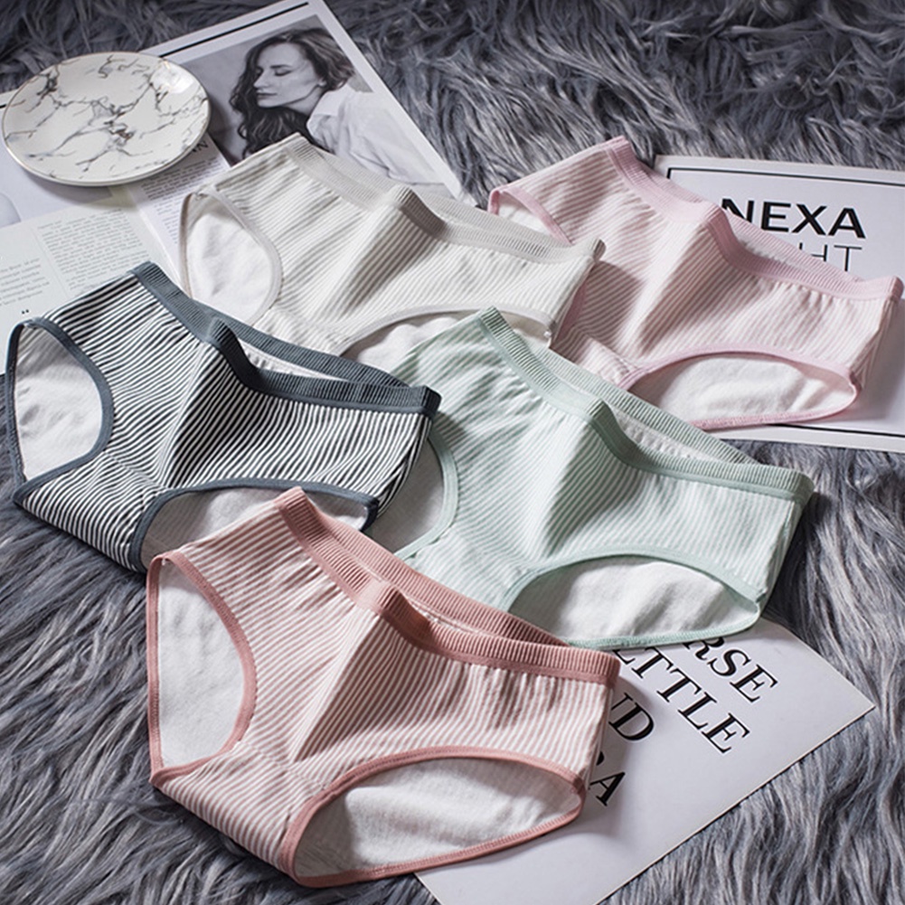 Quần Lót Cotton Lưng Vừa Hoạ Tiết Kẻ Sọc Cho Phái Nữ