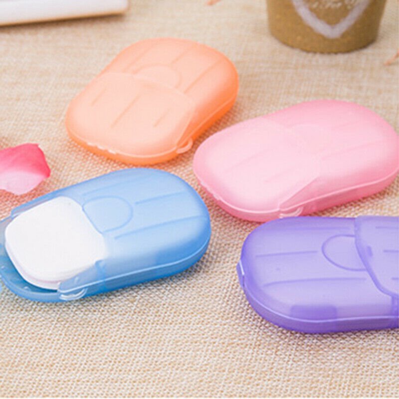 Hộp 20 tờ xà phòng giấy dùng một lần tiện lợi để mang đi du lịch màu sắc ngẫu nhiên