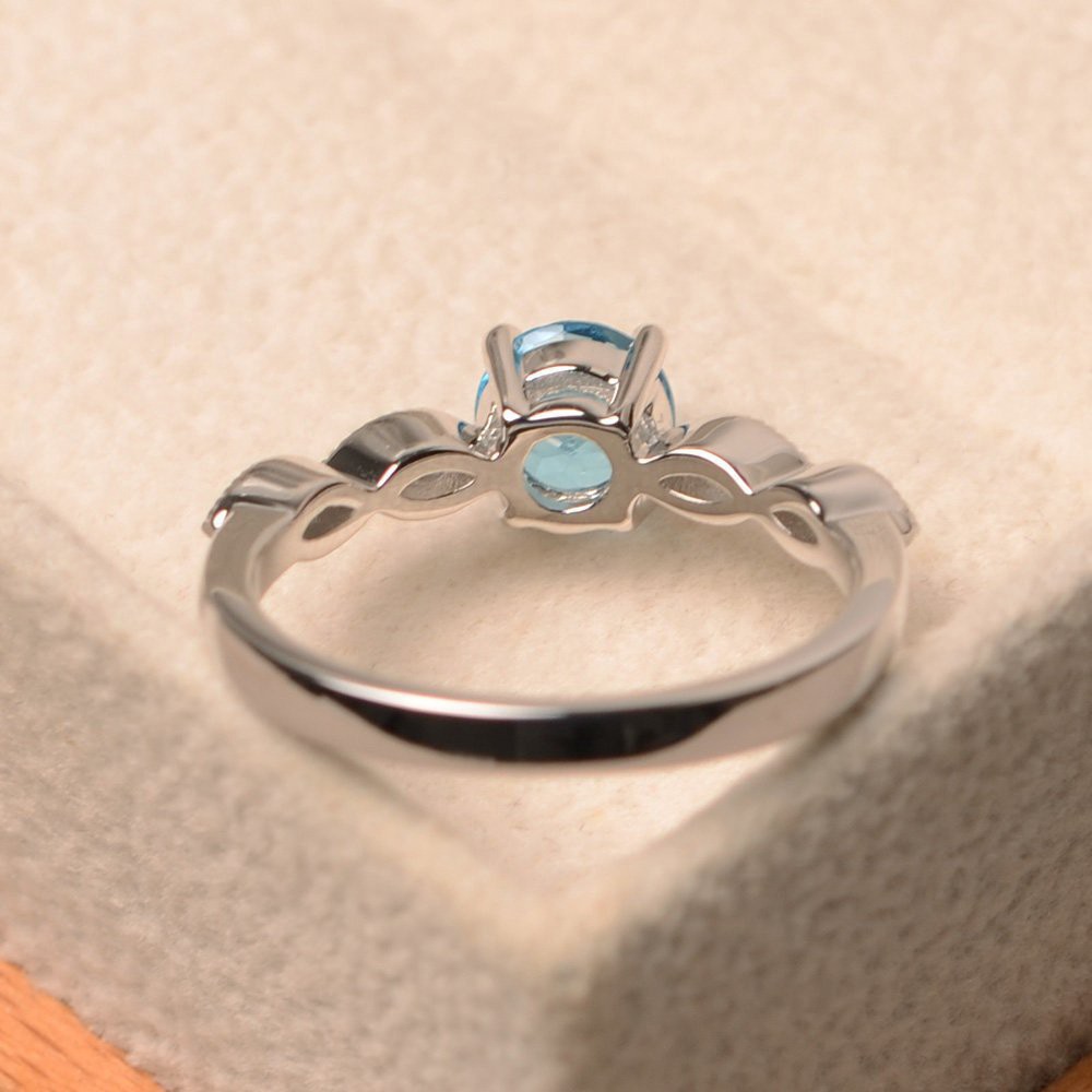 S925 Nhẫn đính đá topaz tròn màu đỏ xanh dương nhiều màu sắc tùy chọn phong cách Âu Mỹ sang trọng thời trang