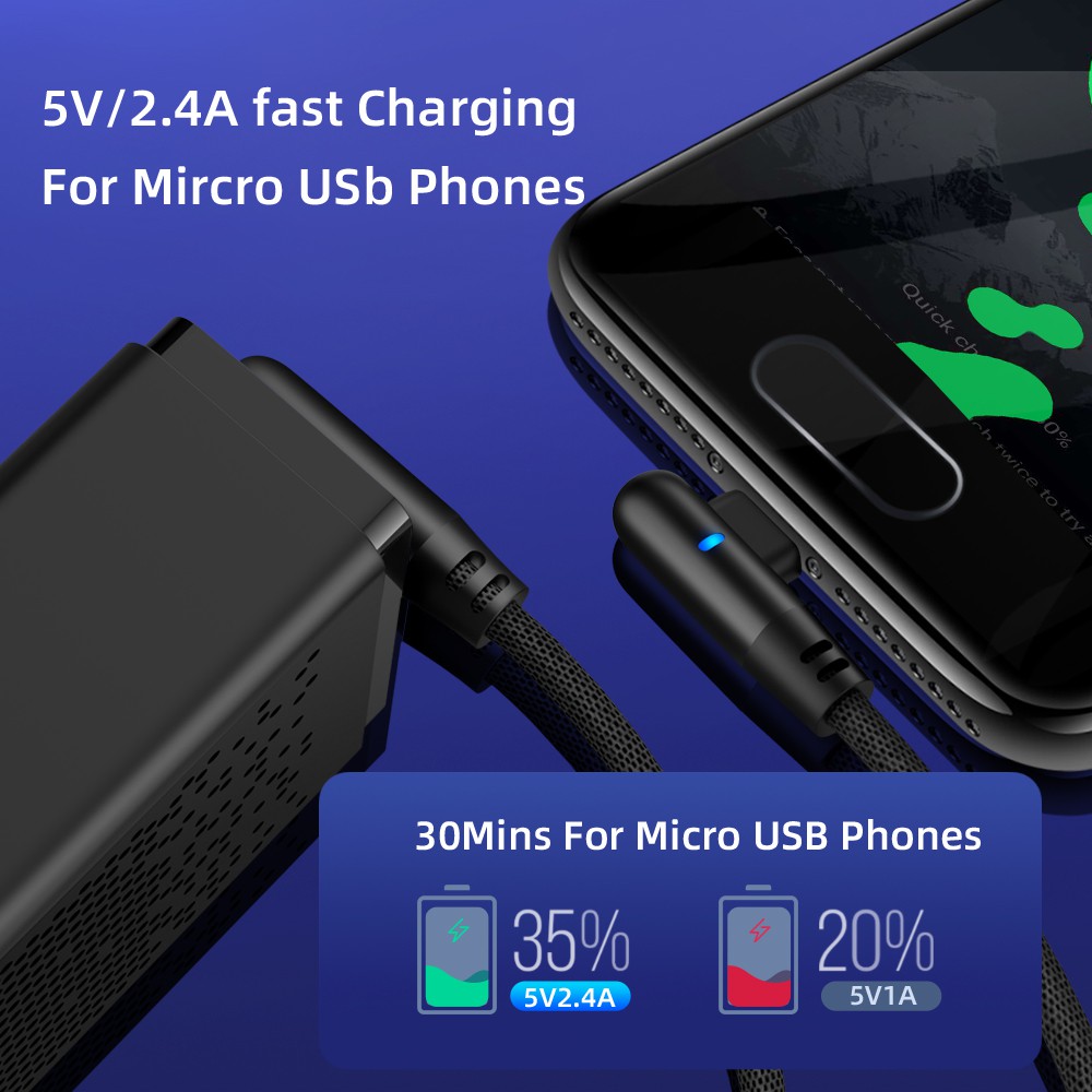 Lightning Micro USB Type C Smart Quick Charge Cable for iPhone X Samsung S10 Plus Huawei P30 Pro