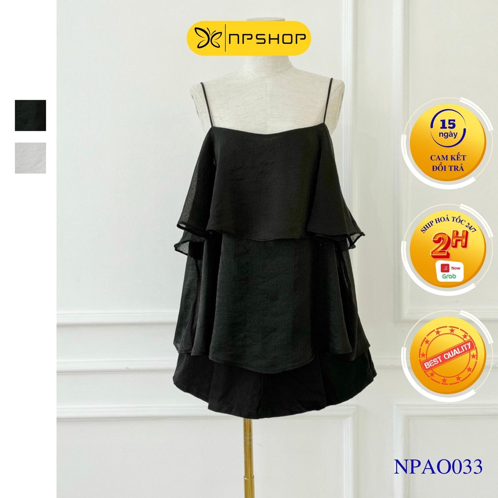 Áo 2 dây nữ  kiểu tầng vải voan xốp NPAO033